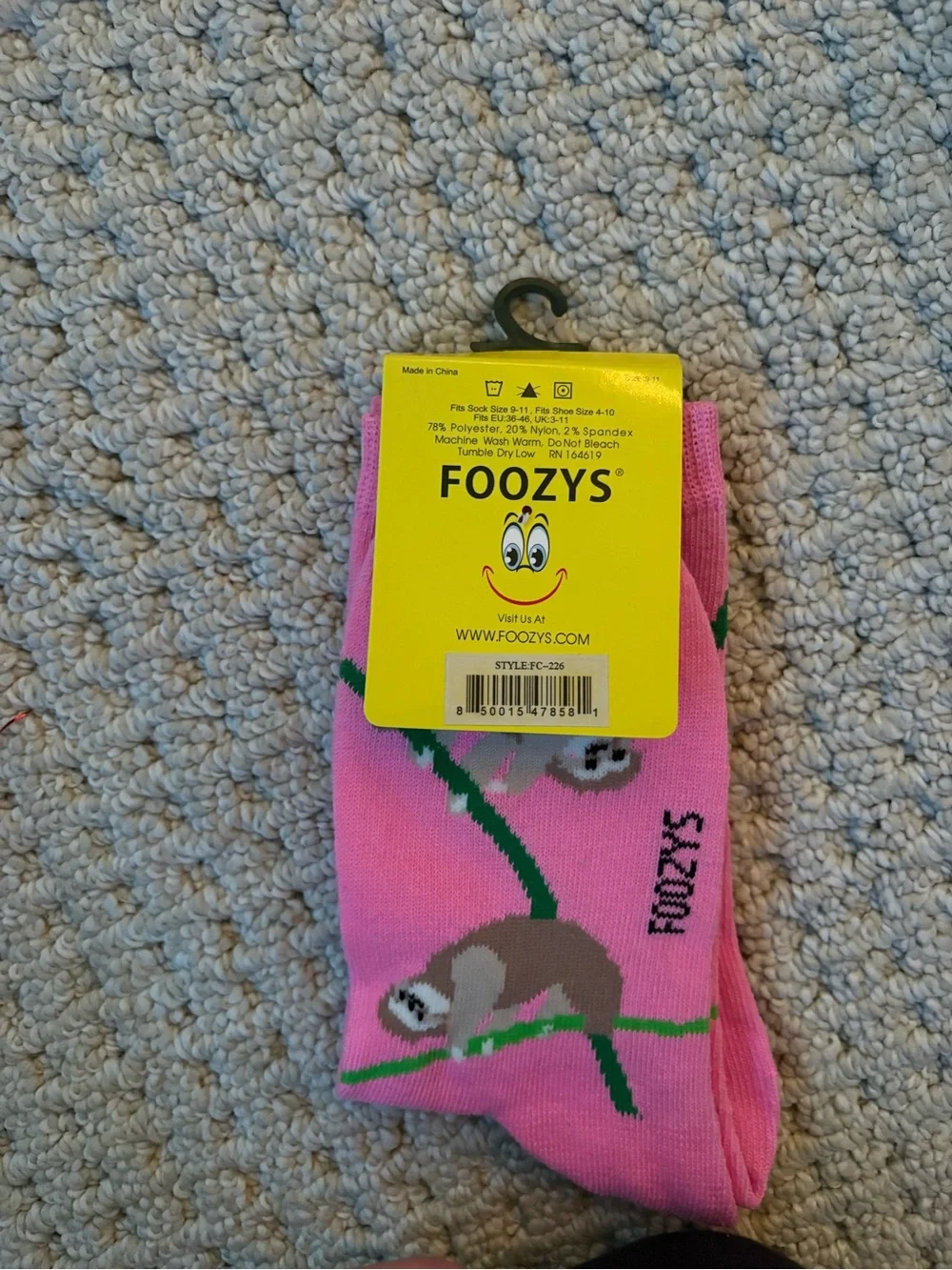 Foozys Women's Pink Sloth Crew Socks